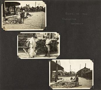 (CHINA--SHANGHAI) An album of over 500 photographs compiled by an American stationed in 1930s Shanghai, depicting the horrific Battle o